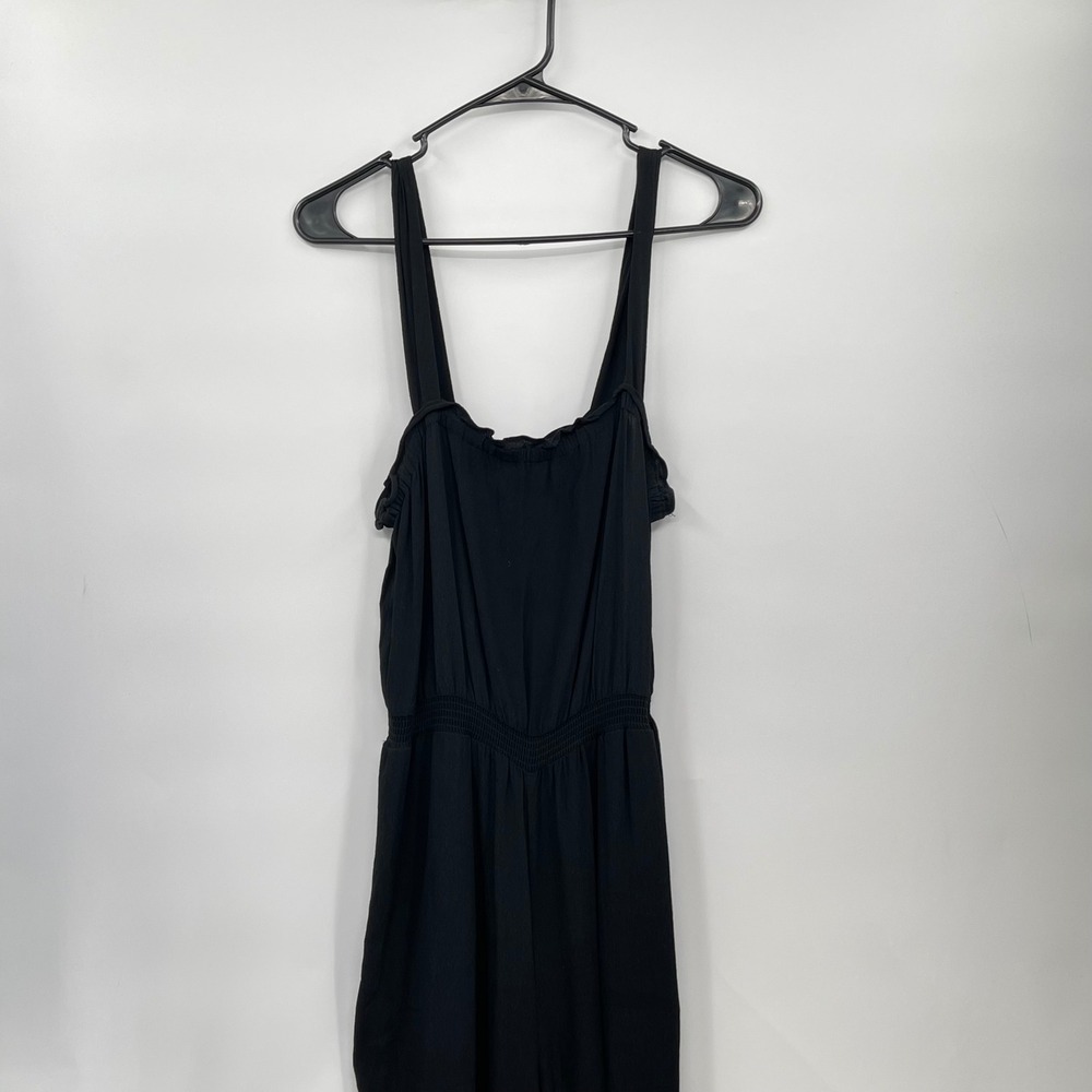 Madewell Black Smocked Waist Wide Leg Jumpsuit Romper Women Size 6